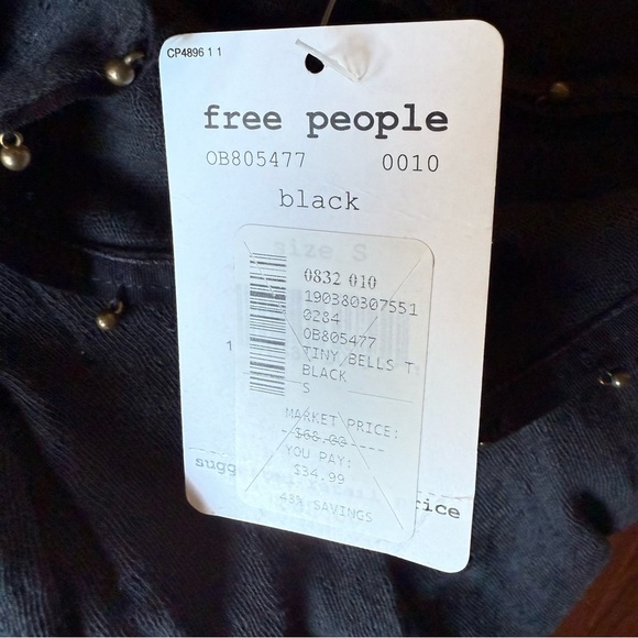 NWT FREE PEOPLE TINY BELLS TANK TOP IN BLACK SIZE: S - Picture 12 of 13